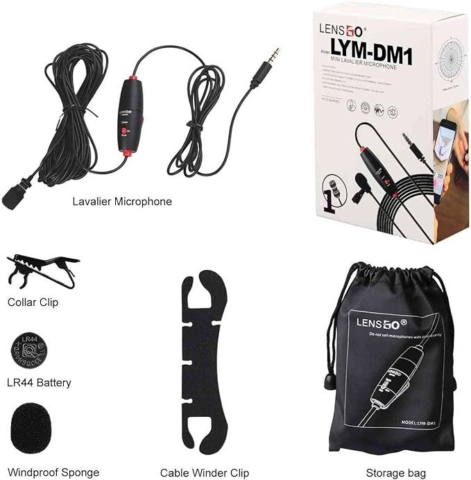 LensgoDM1 Omnidirectional Lavalier Microphone and Dual Omnidirectional Lavalier Microphone
