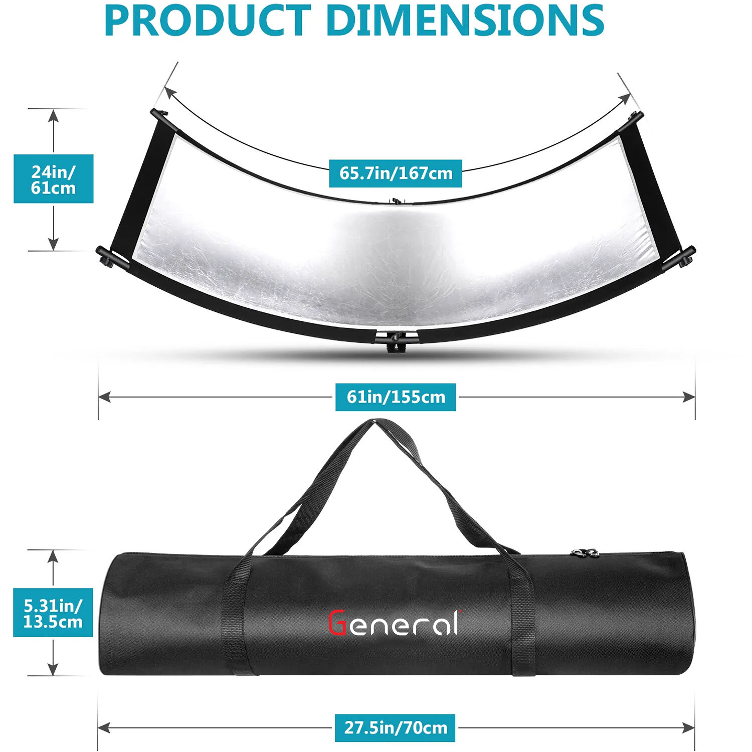 general Neewer Clamshell Light Reflector Diffuser with Carry Bag (180 x 60cm)