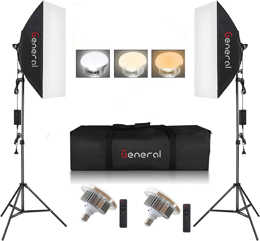 general light kit2pc with soft box led 2x150W
