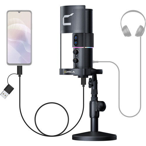 Comica Audio STA-U2D RGB USB Condenser Microphone Kit Black (Black)