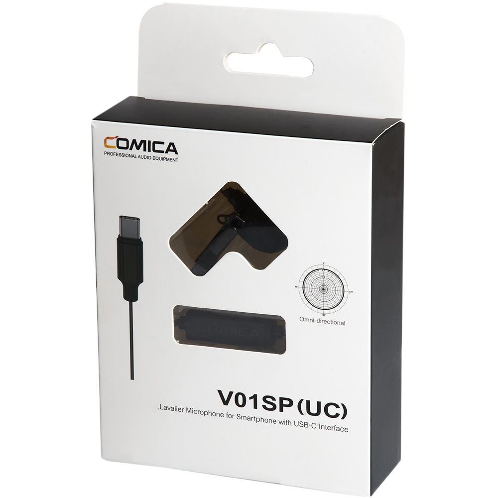 Comica Audio CVM-V01SP(UC) Omnidirectional USB Type-C Lavalier Microphone (Black)
