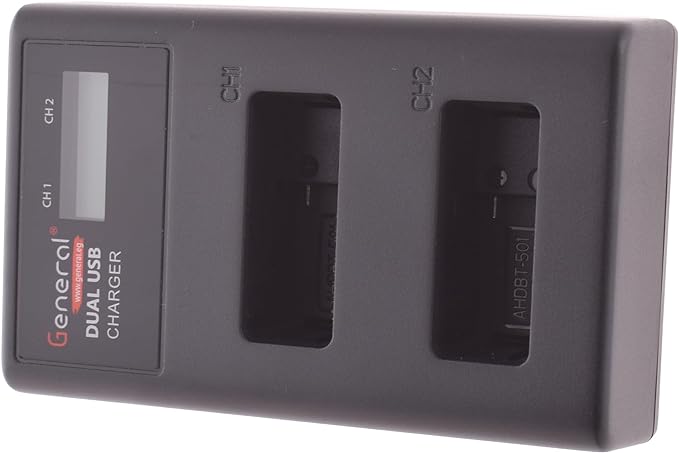 General Gopro Hero 8/7/6/5 Camera Battery Dual USB Charger 4.2 Volt With USB Cable - Black