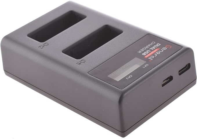 General Gopro Hero 8/7/6/5 Camera Battery Dual USB Charger 4.2 Volt With USB Cable - Black