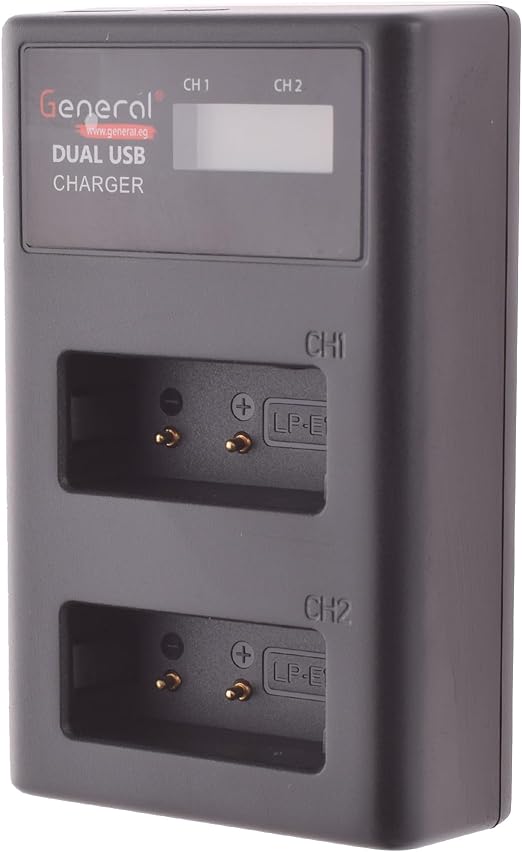 General LP-E17 Camera Battery Dual USB Charger 8.4 Volt With USB Cable - Black