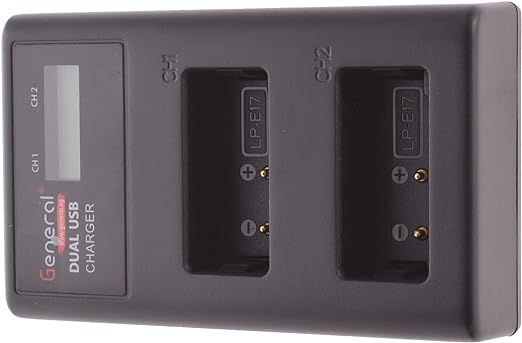 General LP-E17 Camera Battery Dual USB Charger 8.4 Volt With USB Cable - Black