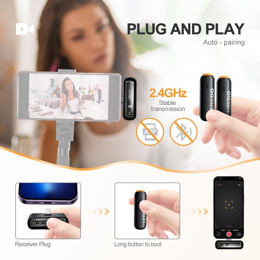 LENSGO 518C Wireless mini Lavalier Microphone iphone with 5 Colors