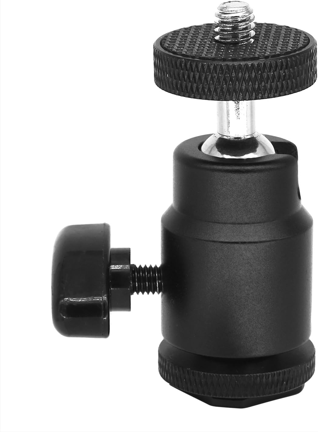 Anwenk 1/4" Hot Shoe Adapter Mount Camera Ball Head Hot Shoe Mount with 1/4" Tripod Screw Head for Lightweight Light LCD Monitors Flash Photography Studio Action Camera (Black)