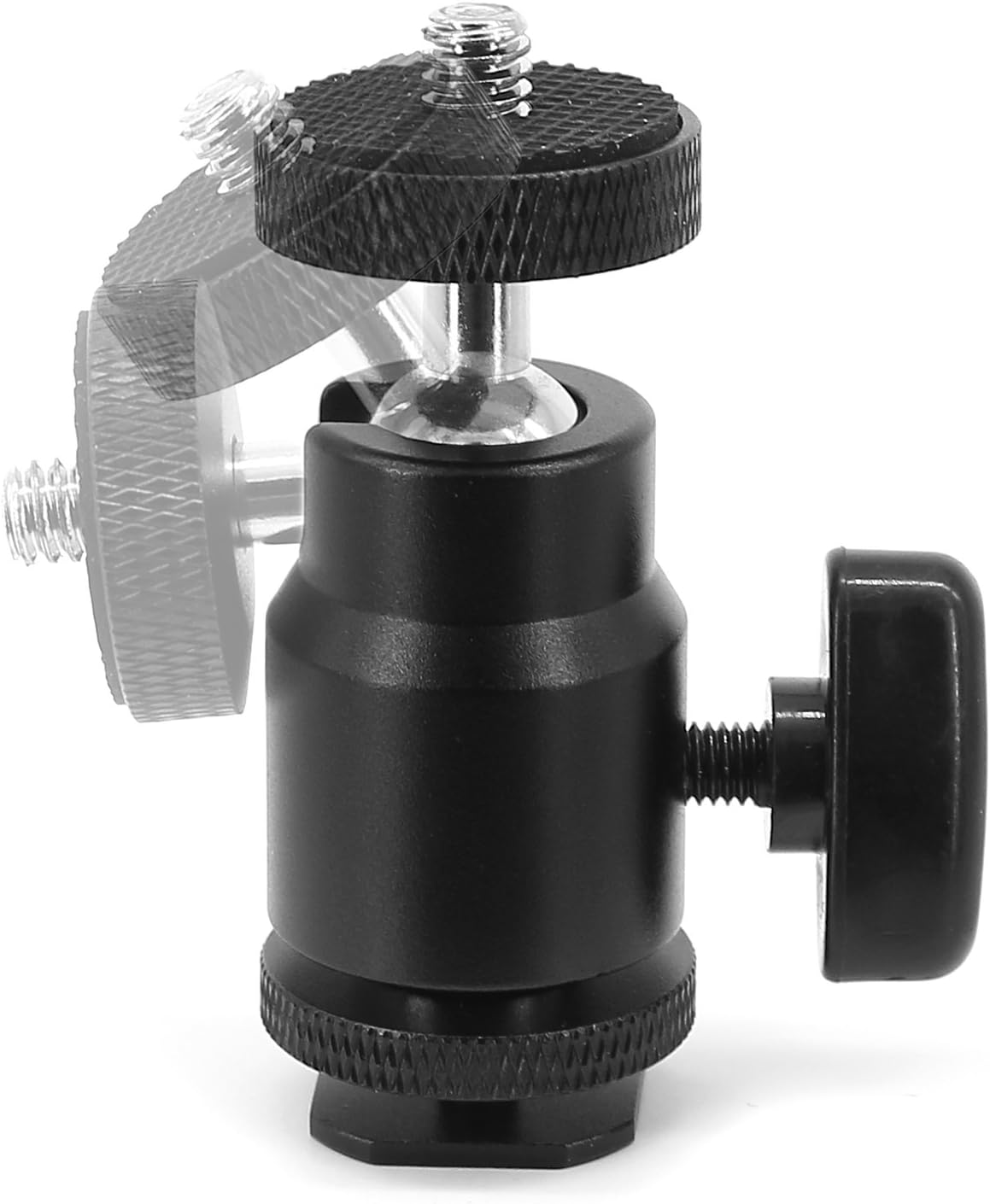 Anwenk 1/4" Hot Shoe Adapter Mount Camera Ball Head Hot Shoe Mount with 1/4" Tripod Screw Head for Lightweight Light LCD Monitors Flash Photography Studio Action Camera (Black)