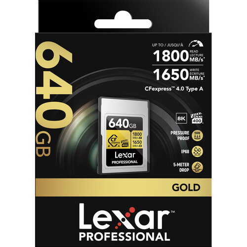 Lexar 640GB Professional GOLD CFexpress 4.0 Type A Memory Card