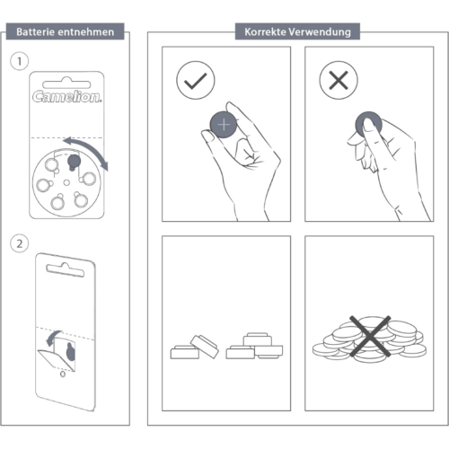 Camelion A10 Zinc Air Hearing Aid Batteries, 1.4V (6 pack)