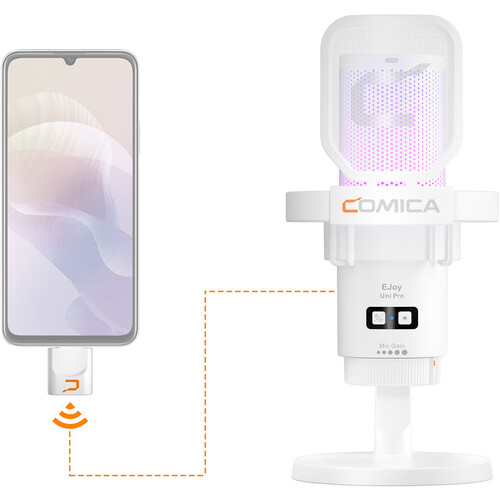 Comica EJoy Uni Pro D RGB Wireless/USB-C Mic Desktop Stand (White)