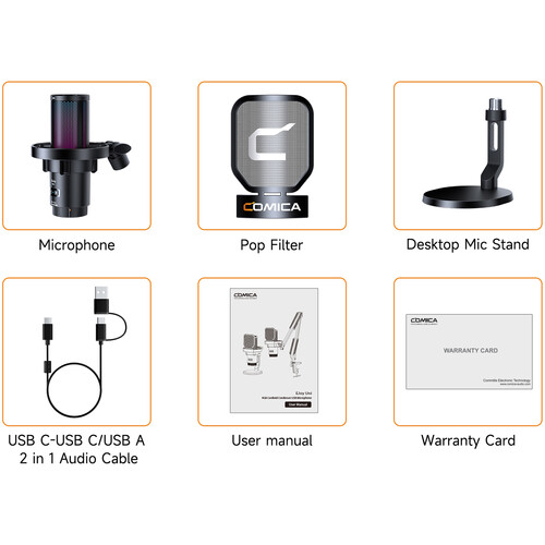 Comica EJoy Uni Pro D RGB Wireless/USB-C Mic Desktop Stand (Black)