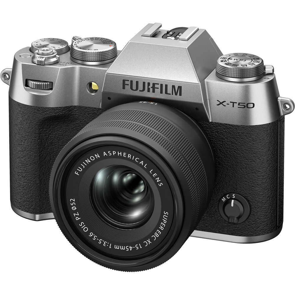 FUJIFILM X-T50 Mirrorless Camera with XC 15-45mm f/3.5-5.6 Lens (Silver)