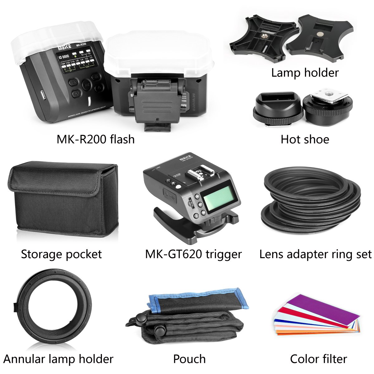 Meike MK-MT24 2.4G Wireless Close-Up Speedlight Macro Twin Lite Flash for Canon EF-Mount