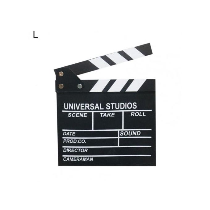 Wooden Black Clapboard Director TV Film Movie Cut Action Scene Clapper Board Slate (Black)