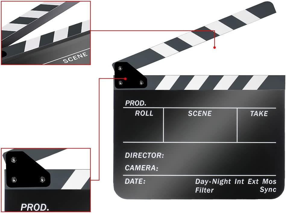 non brand Acrylic Plastic 25x30cm Dry Erase Director's Film Movie Clapboard (Black)