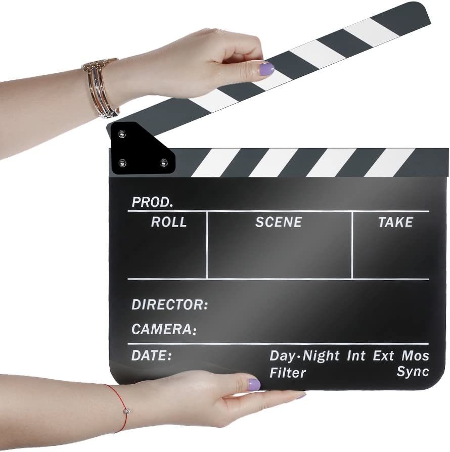 non brand Acrylic Plastic 25x30cm Dry Erase Director's Film Movie Clapboard (Black)