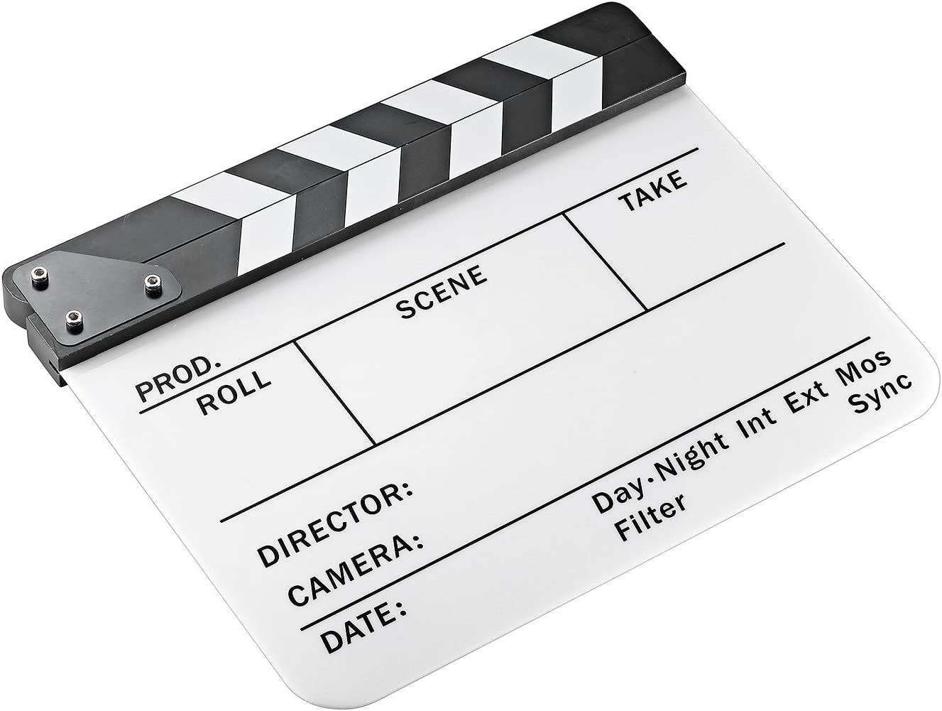 non brand Acrylic Plastic 25x30cm Dry Erase Director's Film Movie Clapboard (White)