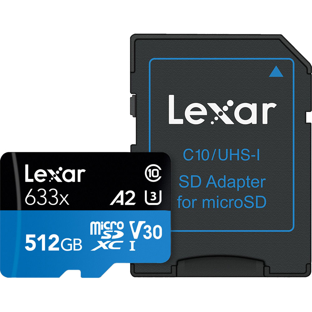 Lexar 512GB High-Performance 633x UHS-I microSDHC Memory Card with SD Adapter