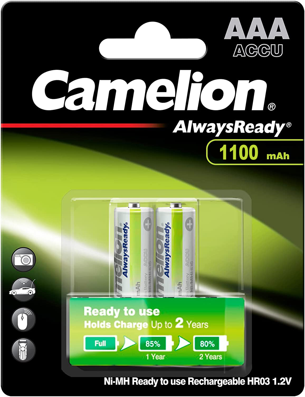 Camelion AAA 1100mAh "Always Ready Rechargeable Battery (Pack of 2)